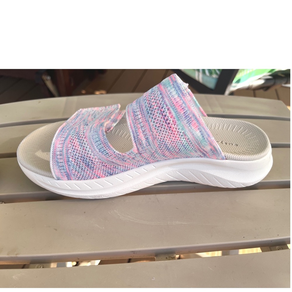 Easy Spirit Women Pink Blue Space Dye Knit Adjustable Slide Sandals Size 6M - Picture 2 of 10